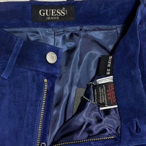 Guess Jeans Womens Size 29 Blue Suede Pants Made In Italy - Picture 4 of 12